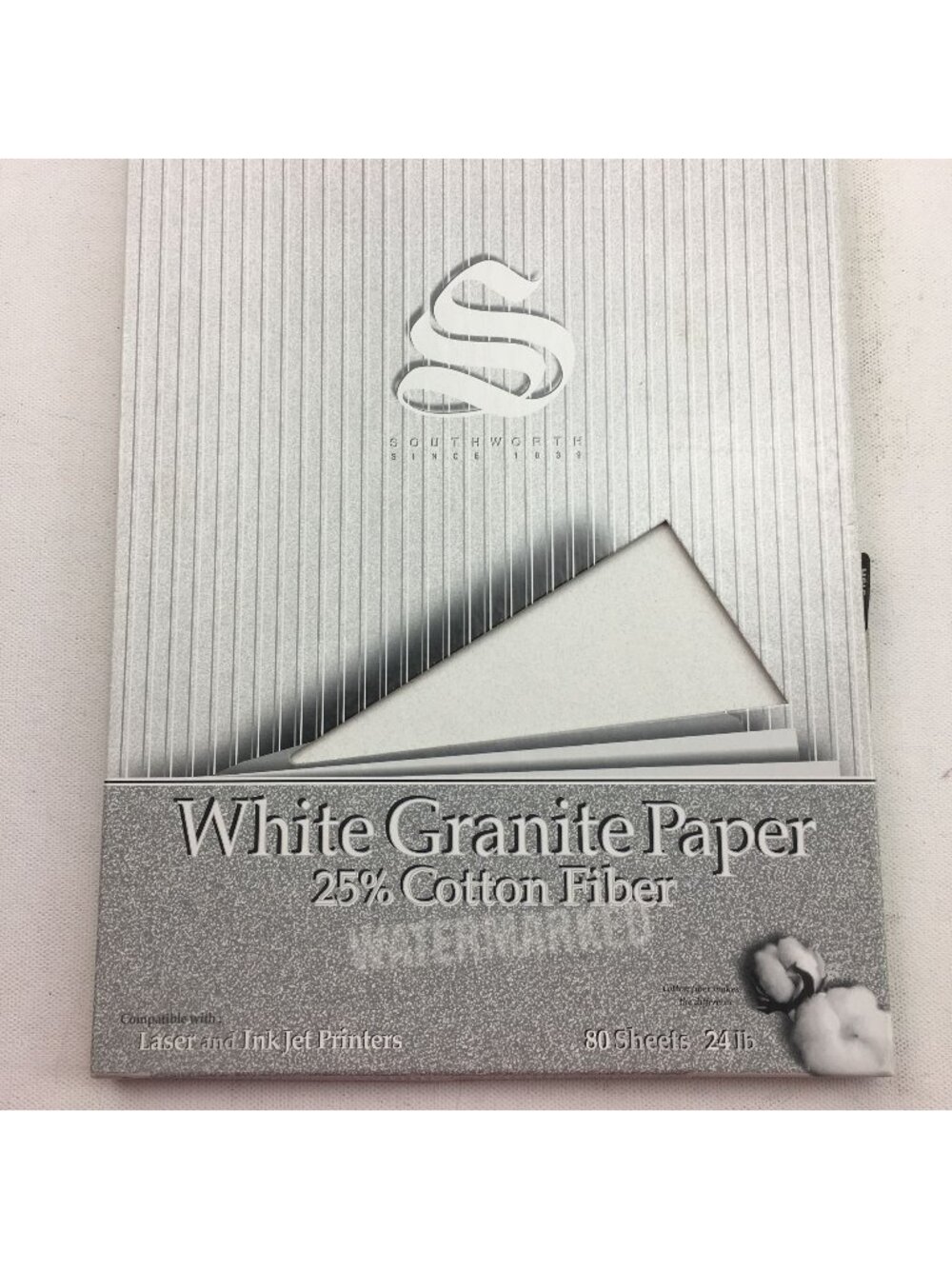 Southworth White Granite Watermarked Paper 25% Cotton Fiber Laser Inkjet Compati